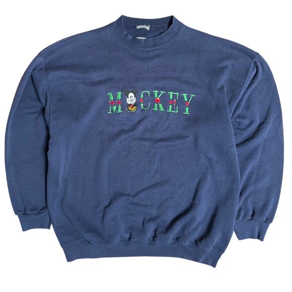 Disney Other - VTG Mickey Mouse Blue Pullover Embroidered 2XL 90's Sweatshirt